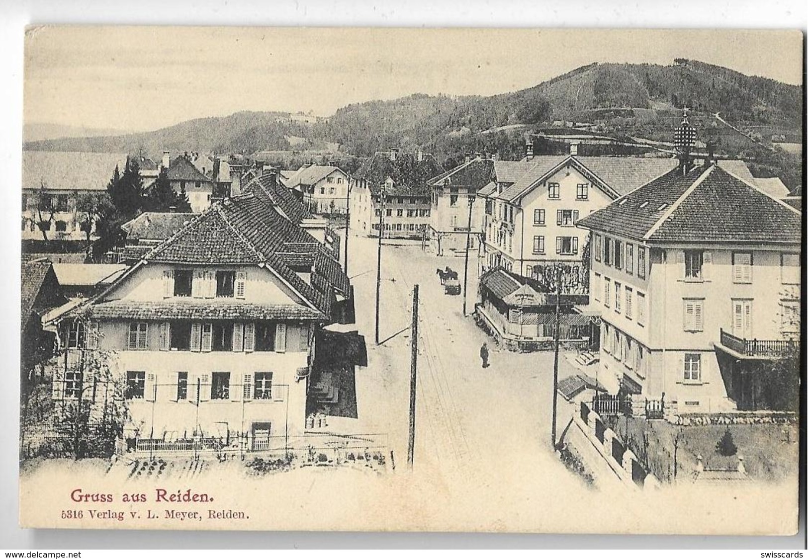 Gruss Aus REIDEN: Animierte Dorfstrasse ~1910 - Reiden