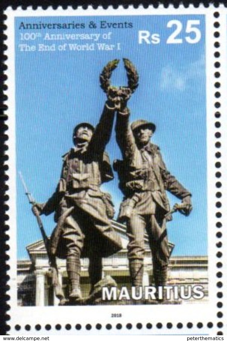 MAURITIUS , 2018, MNH, WWI, 100 YEARS SINCE THE END WWI, SOLDIERS, 1v - Guerre Mondiale (Première)