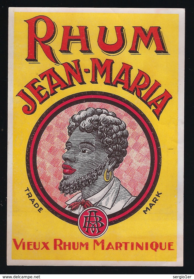 Ancienne étiquette Vieux Rhum  Martinique Jean-Maria "AB" Visage Homme - Rhum