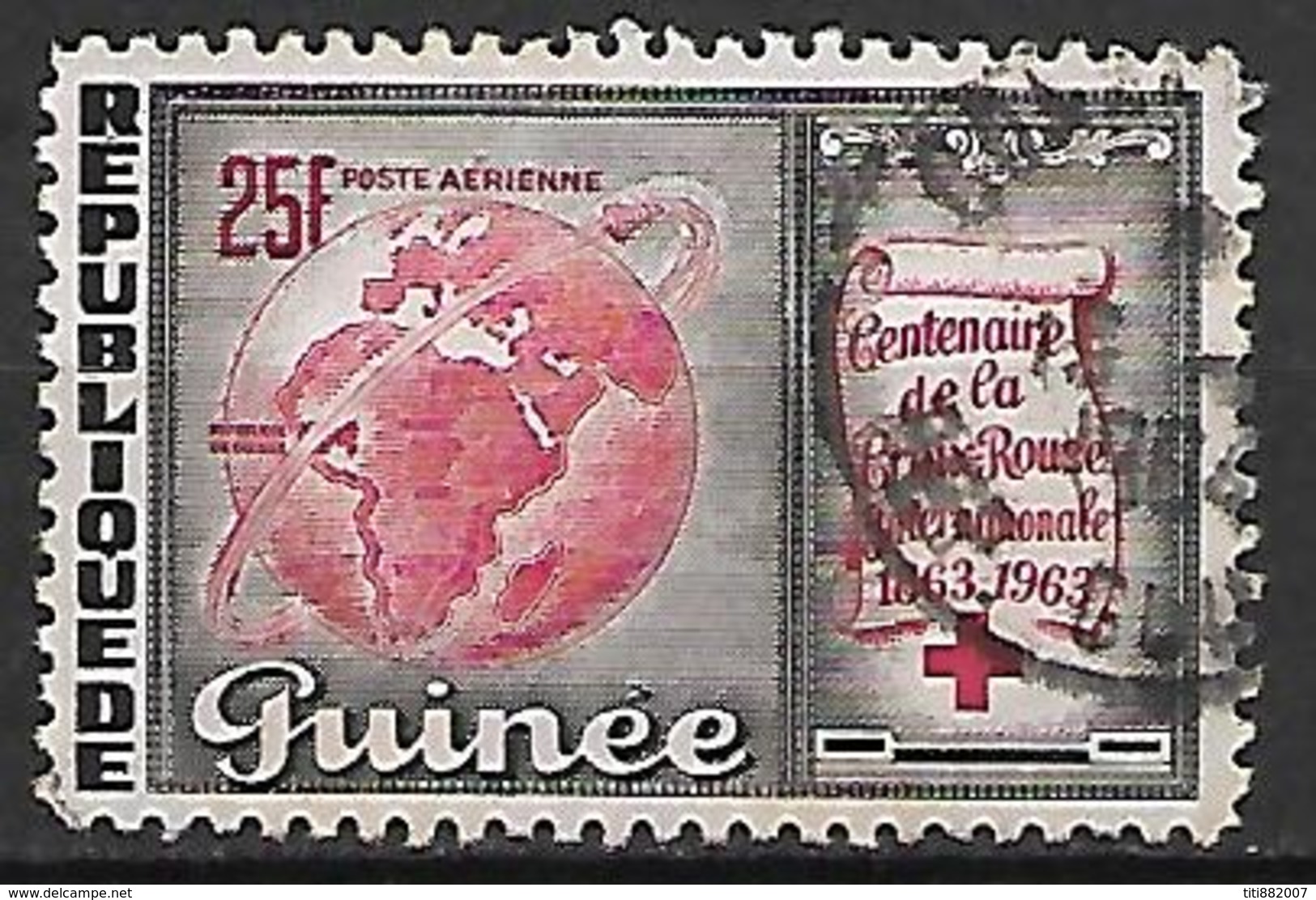 GUINEE    -    Aéro   -    1963 .  Y&T N° 35 Oblitéré.  Croix - Rouge - Guinée (1958-...)