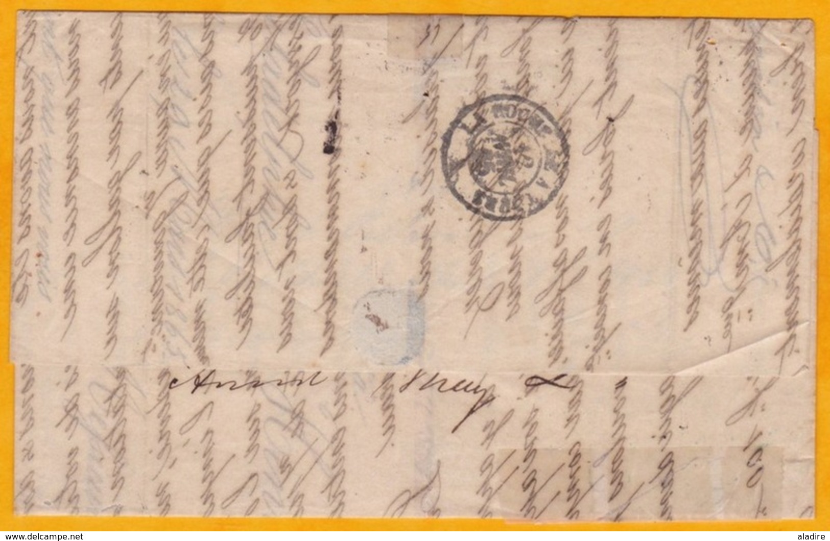 1865 - Belle Lettre Avec Correspondance De La Rochelle Par Vapeur Vers Philadelphie, USA - Convoyeur La Rochelle Tours - 1862 Napoleon III