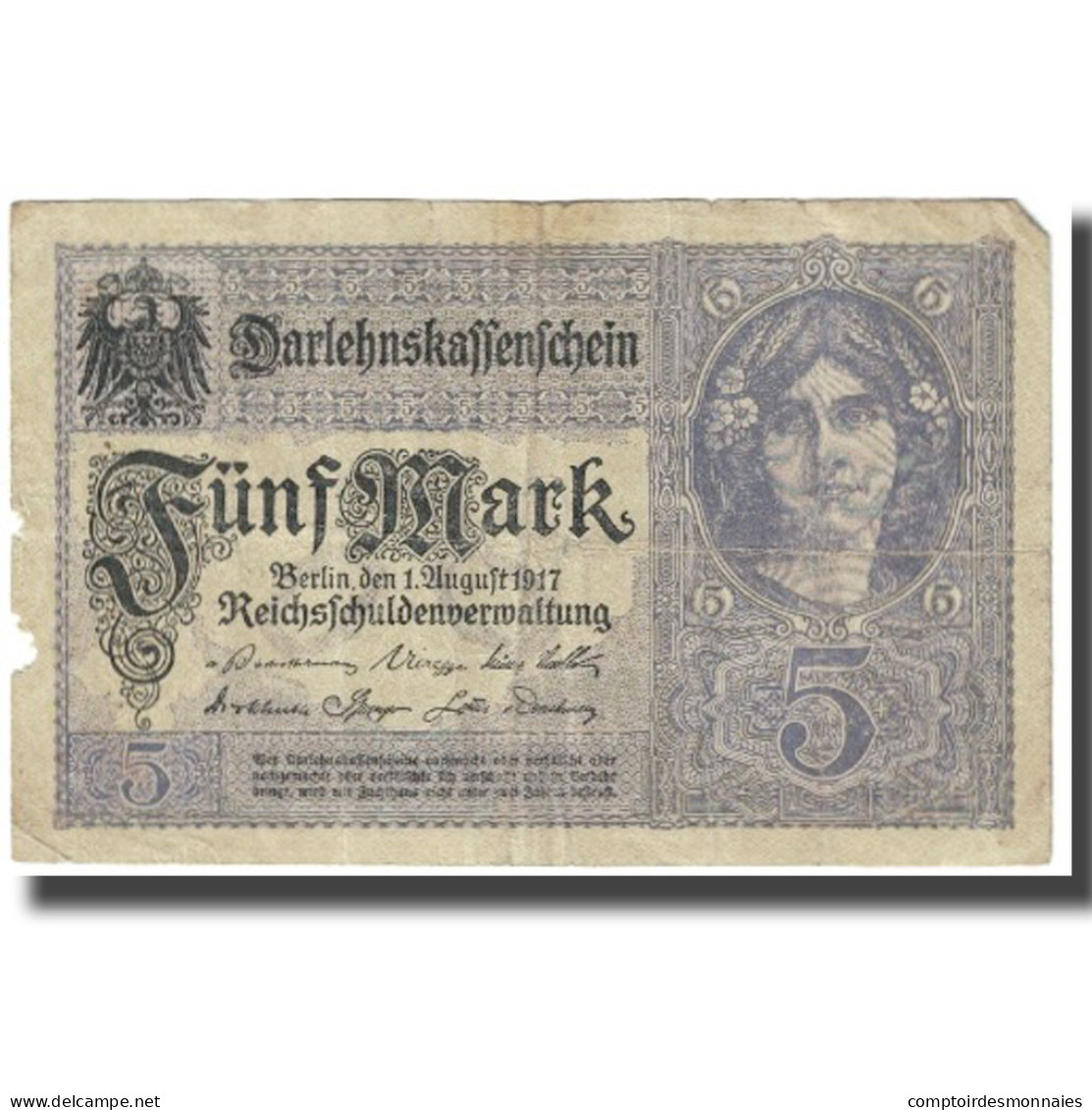 Billet, Allemagne, 5 Mark, 1917, 1917-08-01, KM:56a, TTB - 5 Mark