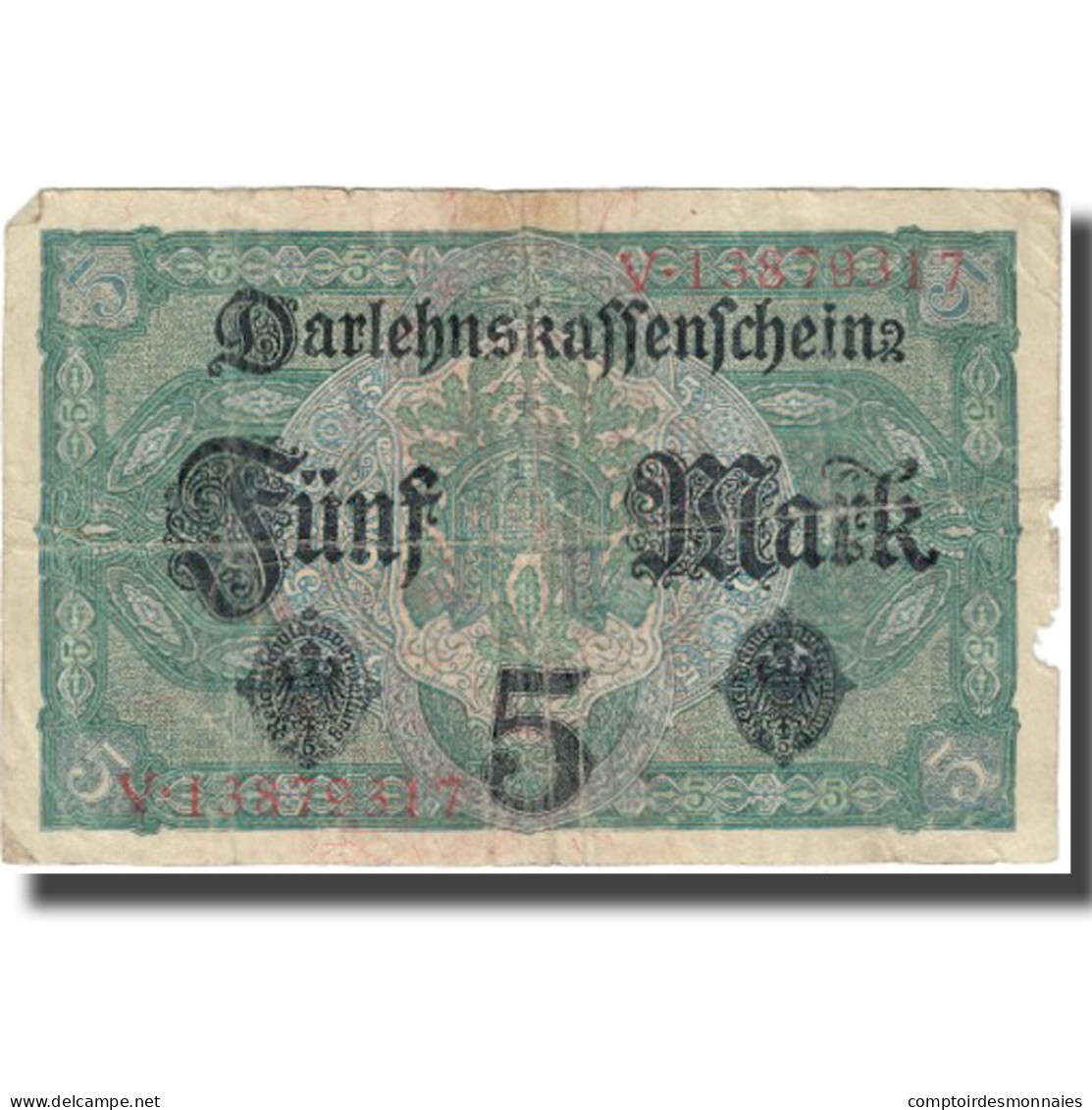 Billet, Allemagne, 5 Mark, 1917, 1917-08-01, KM:56a, TTB - 5 Mark