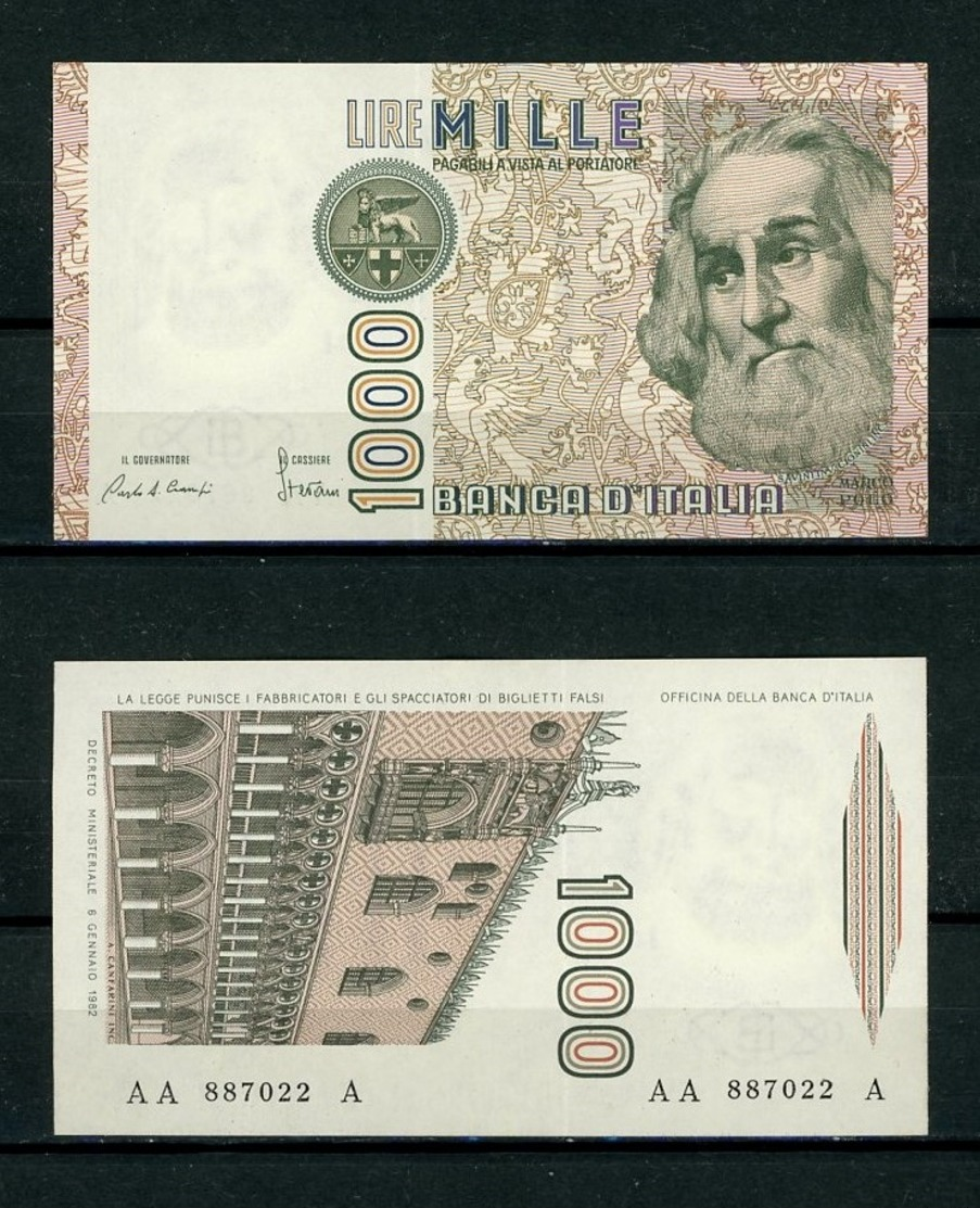 BANCA D' ITALIA 1000 LIRE MARCO POLO 1982  SERIE AA  887022 A -  QFDS (12/48R) - 1000 Liras