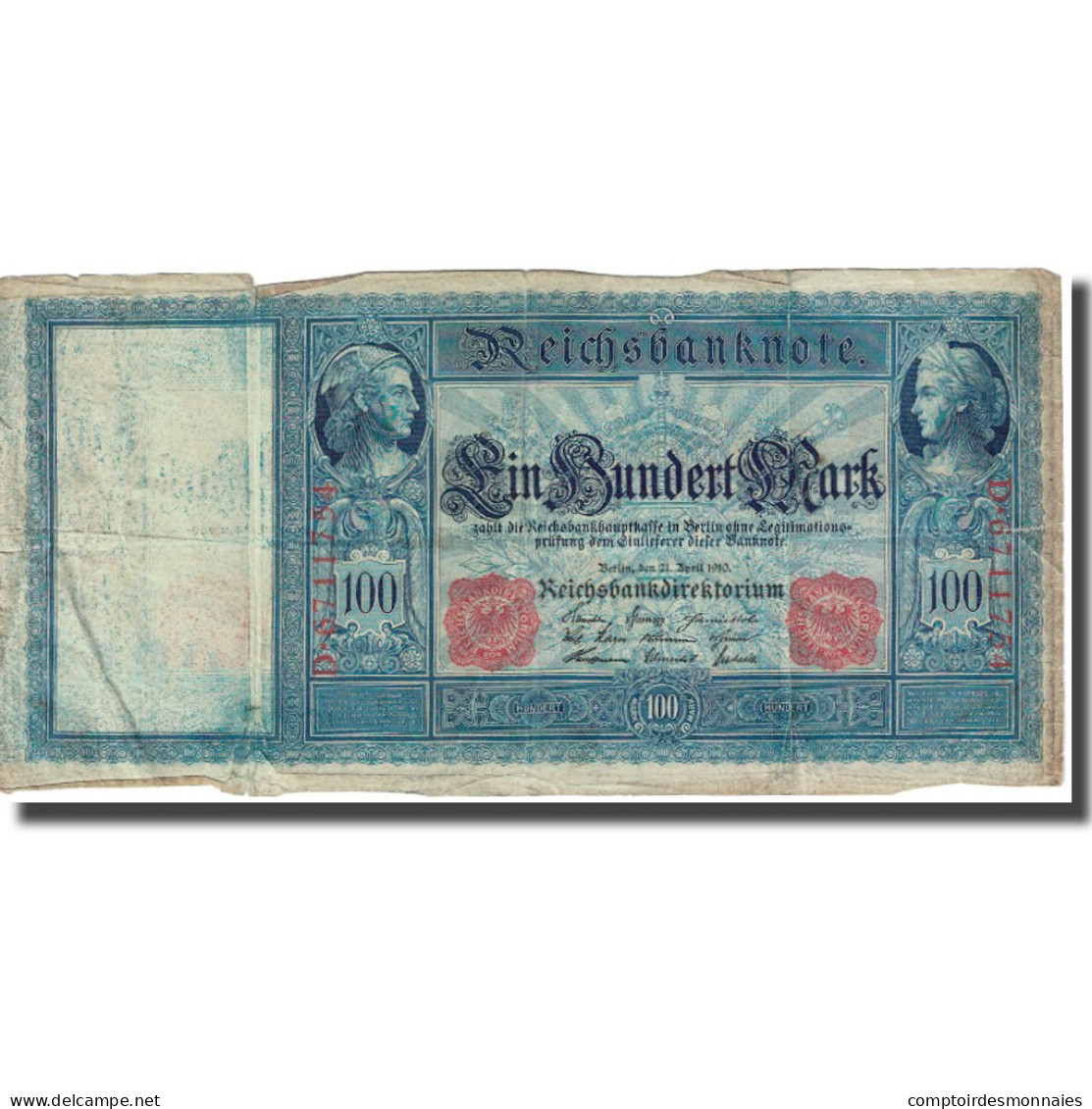 Billet, Allemagne, 100 Mark, 1910, 1910-04-21, KM:42, B - 100 Mark