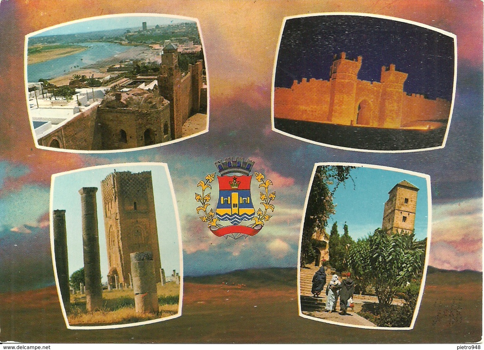 Rabat (Marocco) Panoramic Views And Town's Emblem, Vues Panoramiques, Vedute Panoramiche - Rabat