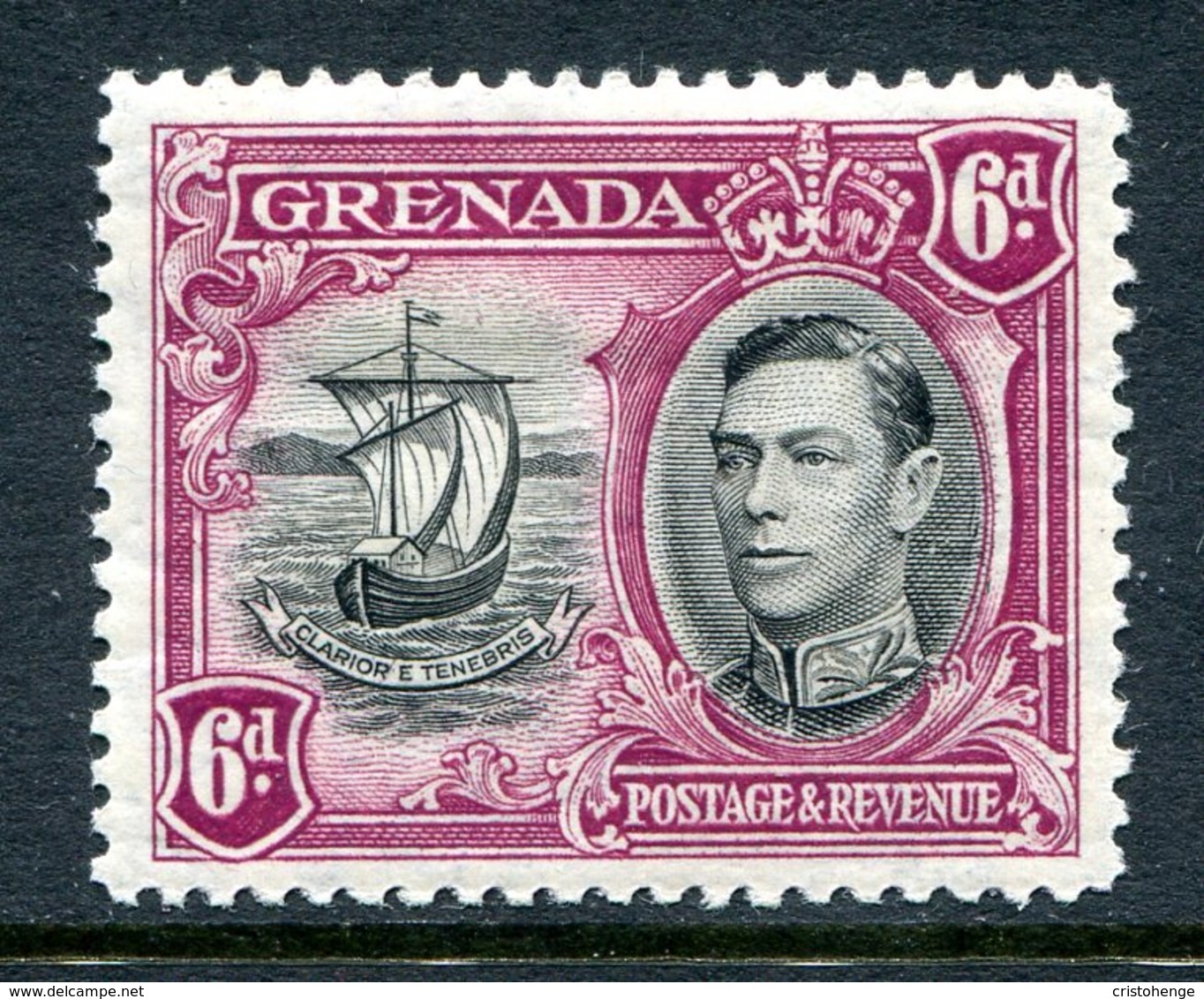 Grenada 1938-50 KGVI Pictorials - 6d Badge Of The Colony - P.12½ - HM (SG 159) - Grenada (...-1974)