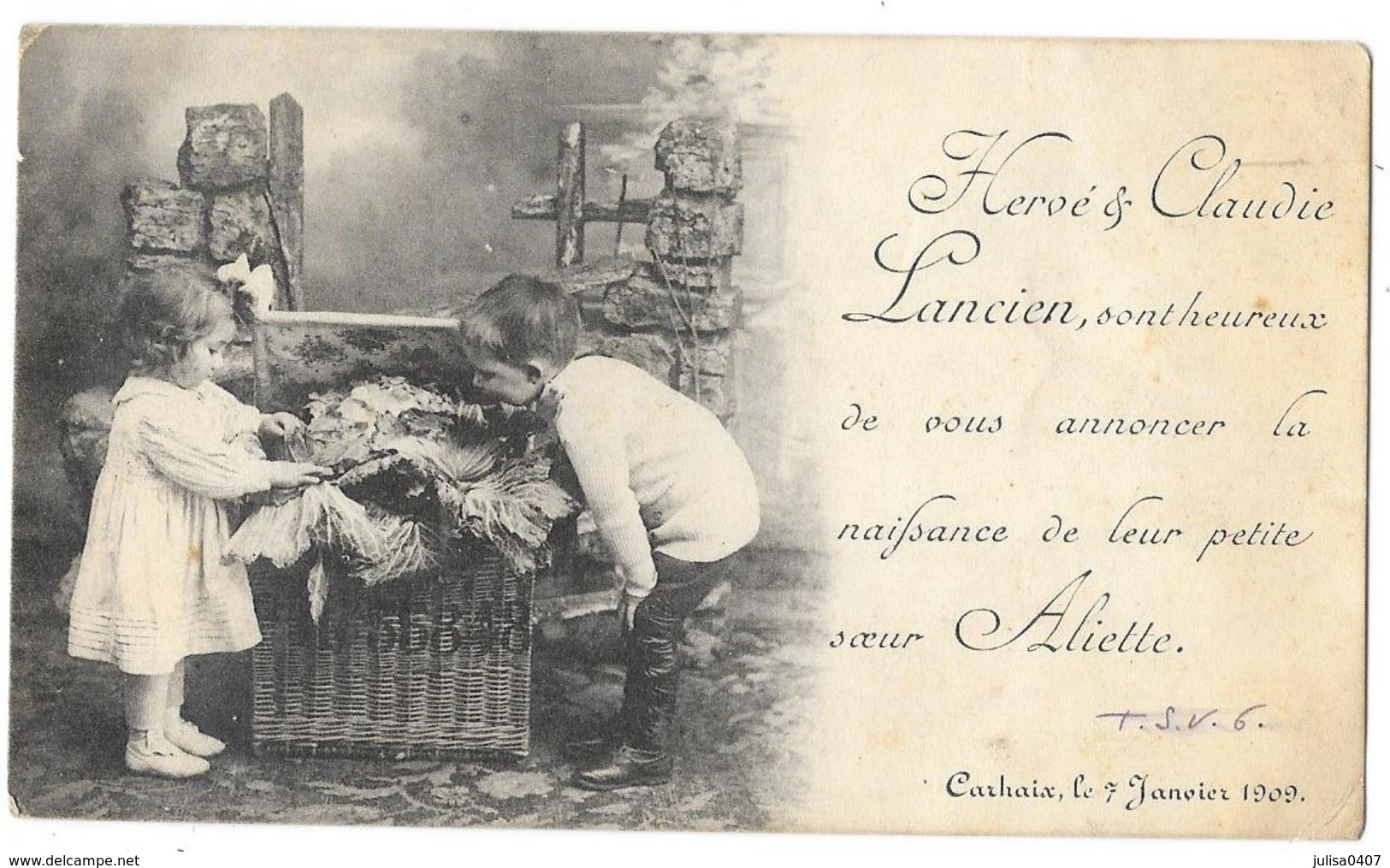 CARHAIX (29) Carte Faire Part De Naissance Famille Lancien - Carhaix-Plouguer