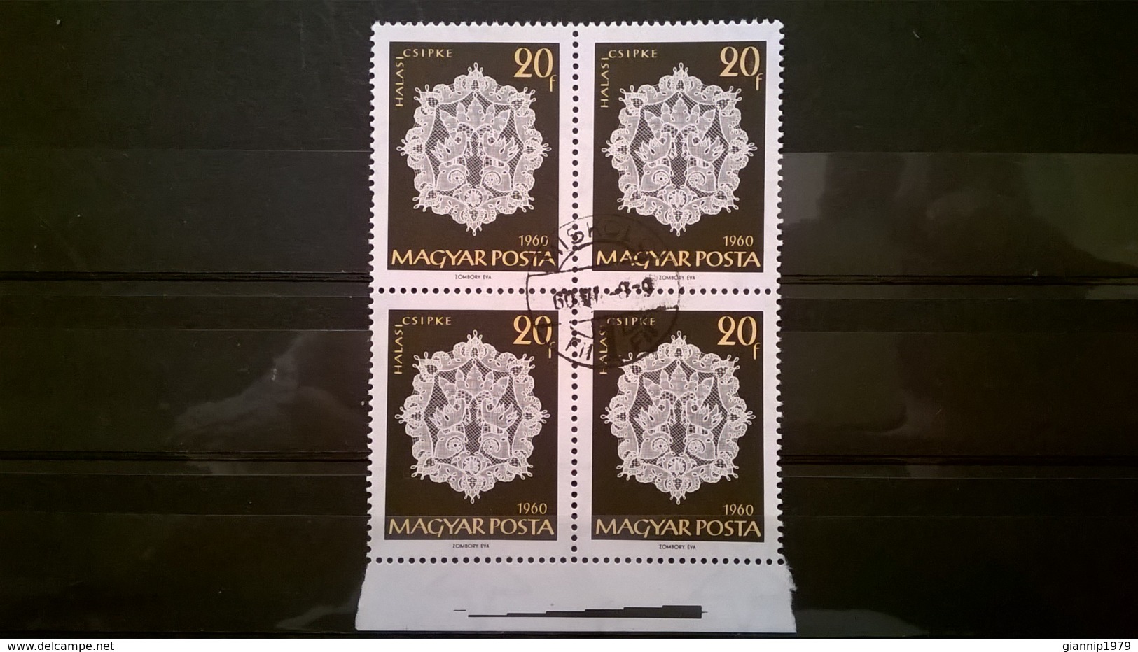 FRANCOBOLLI STAMPS UNGHERIA MAGYAR POSTA 1960 USED QUARTINA HALAS LACE PATTERNS SENZA GOMMA HUNGARY - Usati