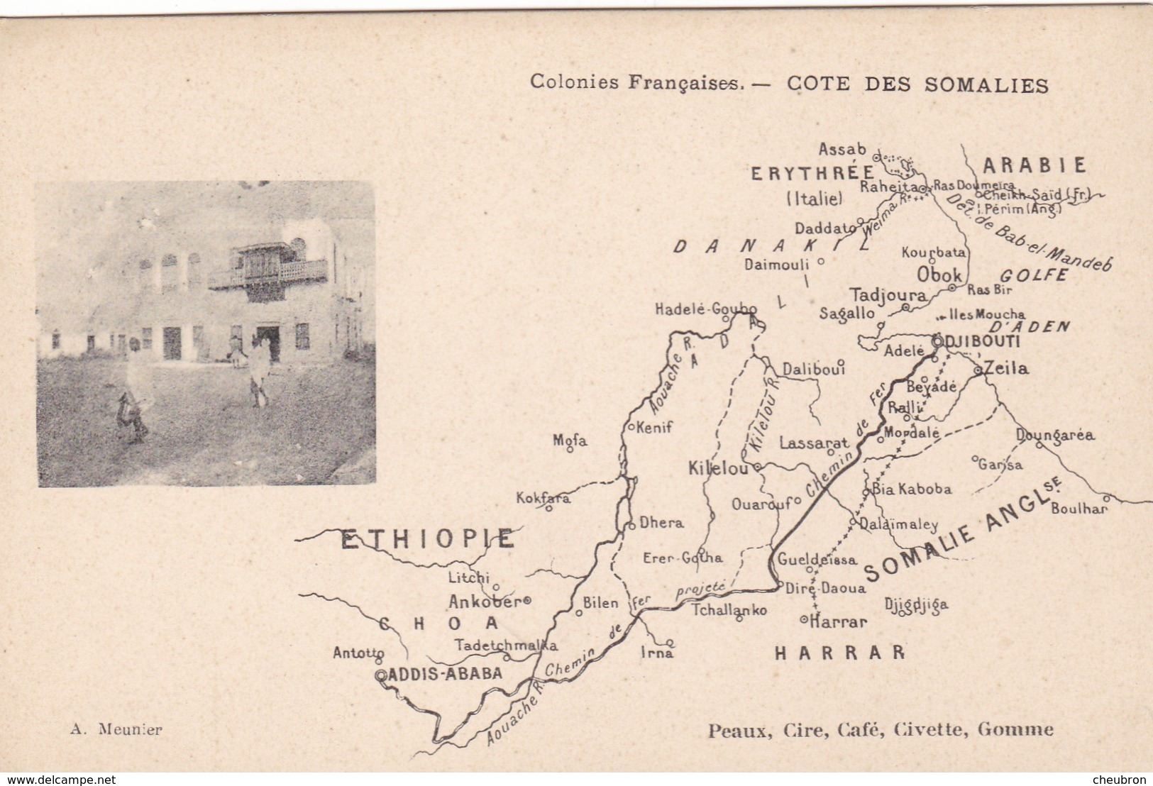 AFRIQUE. CPA. CARTE GÉOGRAPHIQUE. SÉRIE COLONIES FRANÇAISES. COTE DES SOMALIES - Congo Français