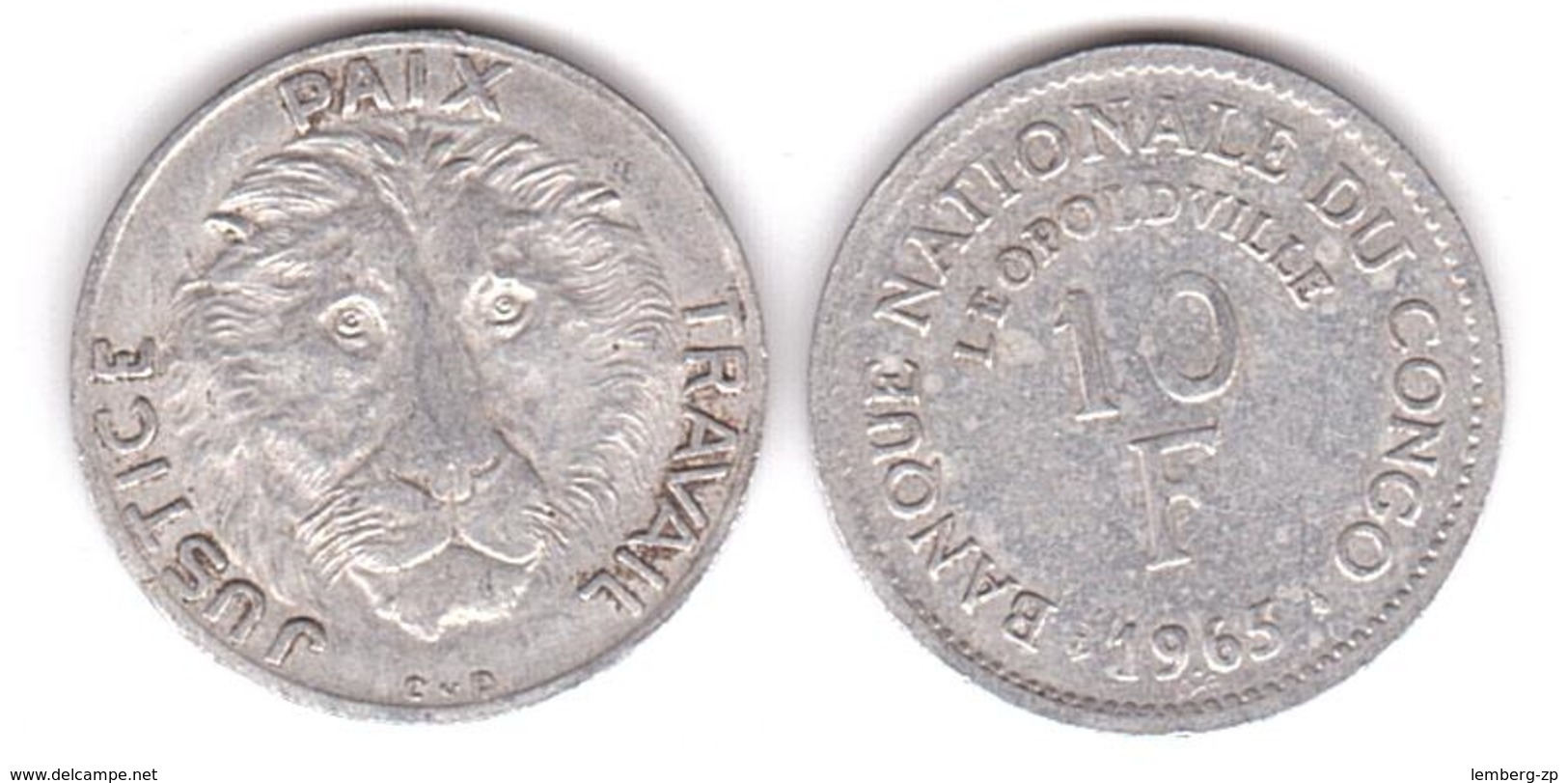Congo - 10 Francs 1965 - F Lemberg-Zp - Congo (Rép. Démocratique, 1964-70)