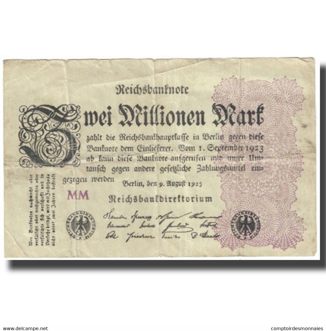 Billet, Allemagne, 2 Millionen Mark, 1923, 1923-08-09, KM:104a, TB - 2 Millionen Mark