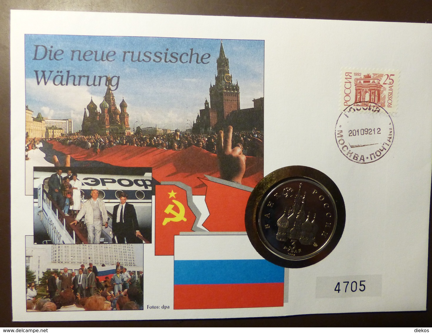 Numisbrief Coin Cover 3 Rubel CuNi.1992 PP Internationales Weltraumjahr  #numis70 - Rusland