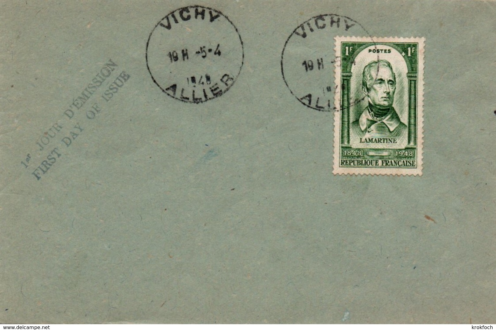 Lamartine 1948 - FDC Vichy Allier 05.04.1948 - ....-1949