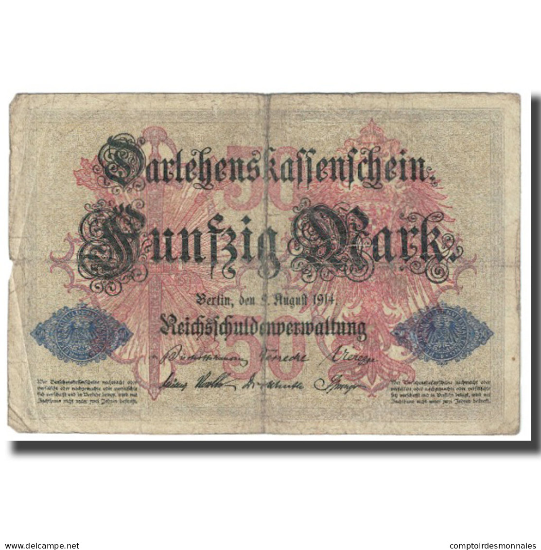 Billet, Allemagne, 50 Mark, 1914, 1914-08-05, KM:49a, TTB - 20 Mark