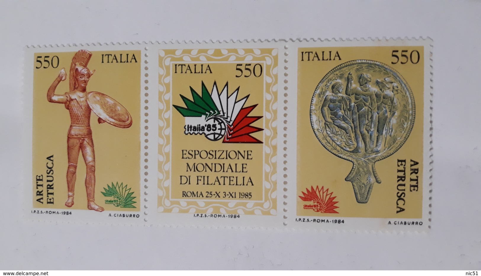 ITALIA 1984 ARTE ETRUSCA (DOPPIA STAMPA NERO) - Varietà E Curiosità