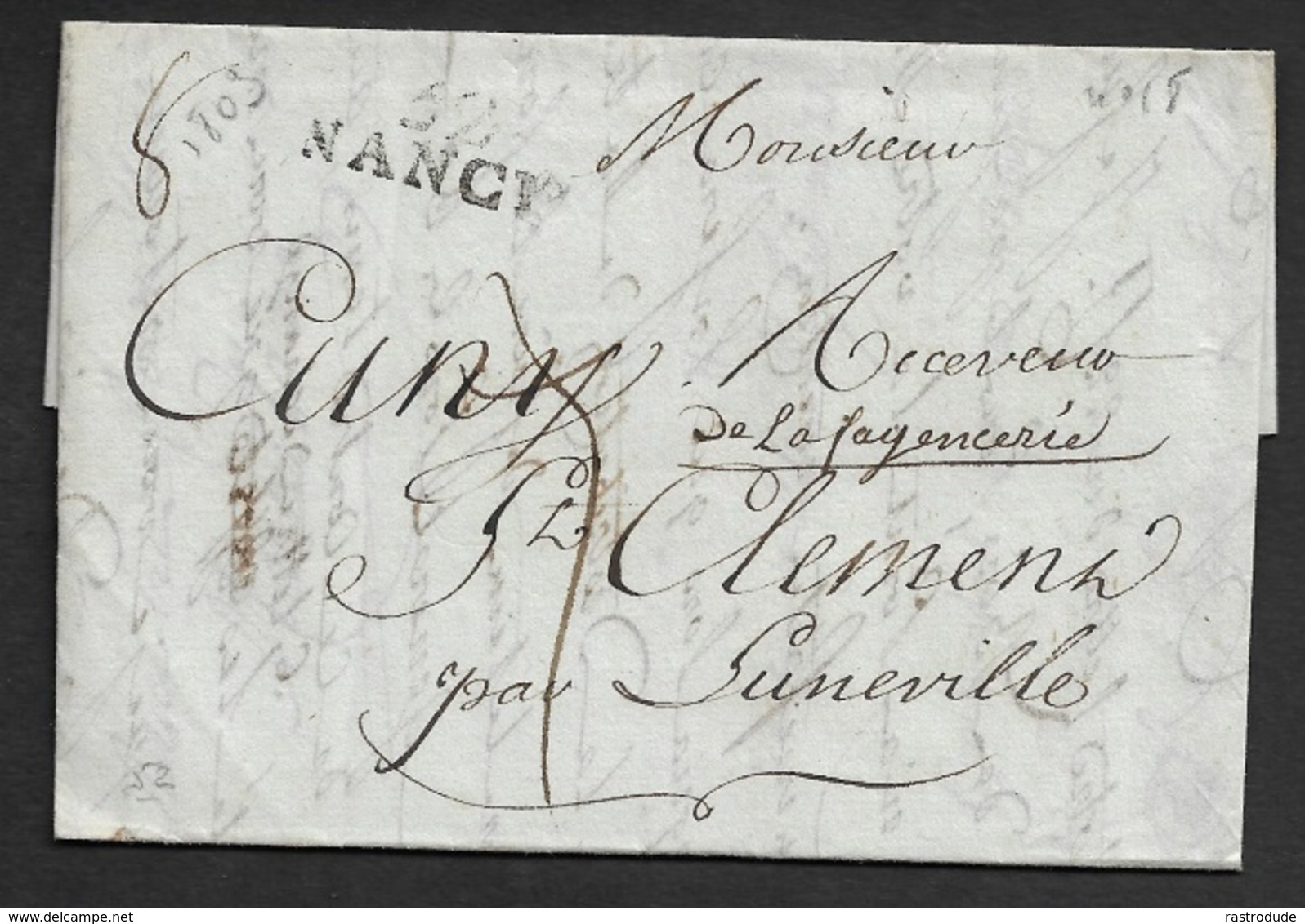 1803 - NANCY 25mm X 10mm A ST CLEMENT - Lettre Du BANQUE DE FRANCE - MARIN L'AINÉ - AN XI - 1801-1848: Précurseurs XIX