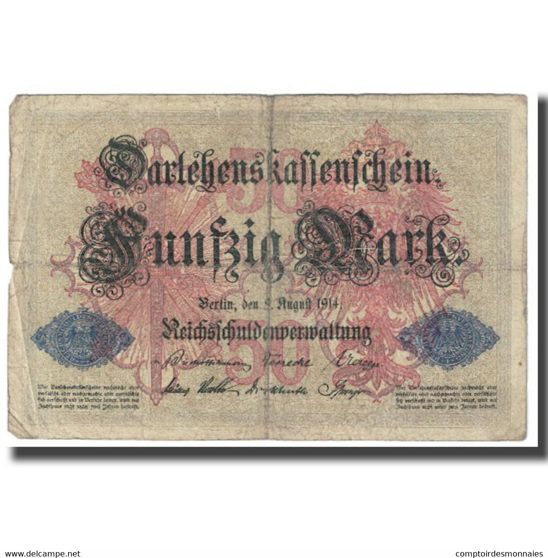 Billet, Allemagne, 50 Mark, 1914, 1914-08-05, KM:49b, TTB - 20 Mark