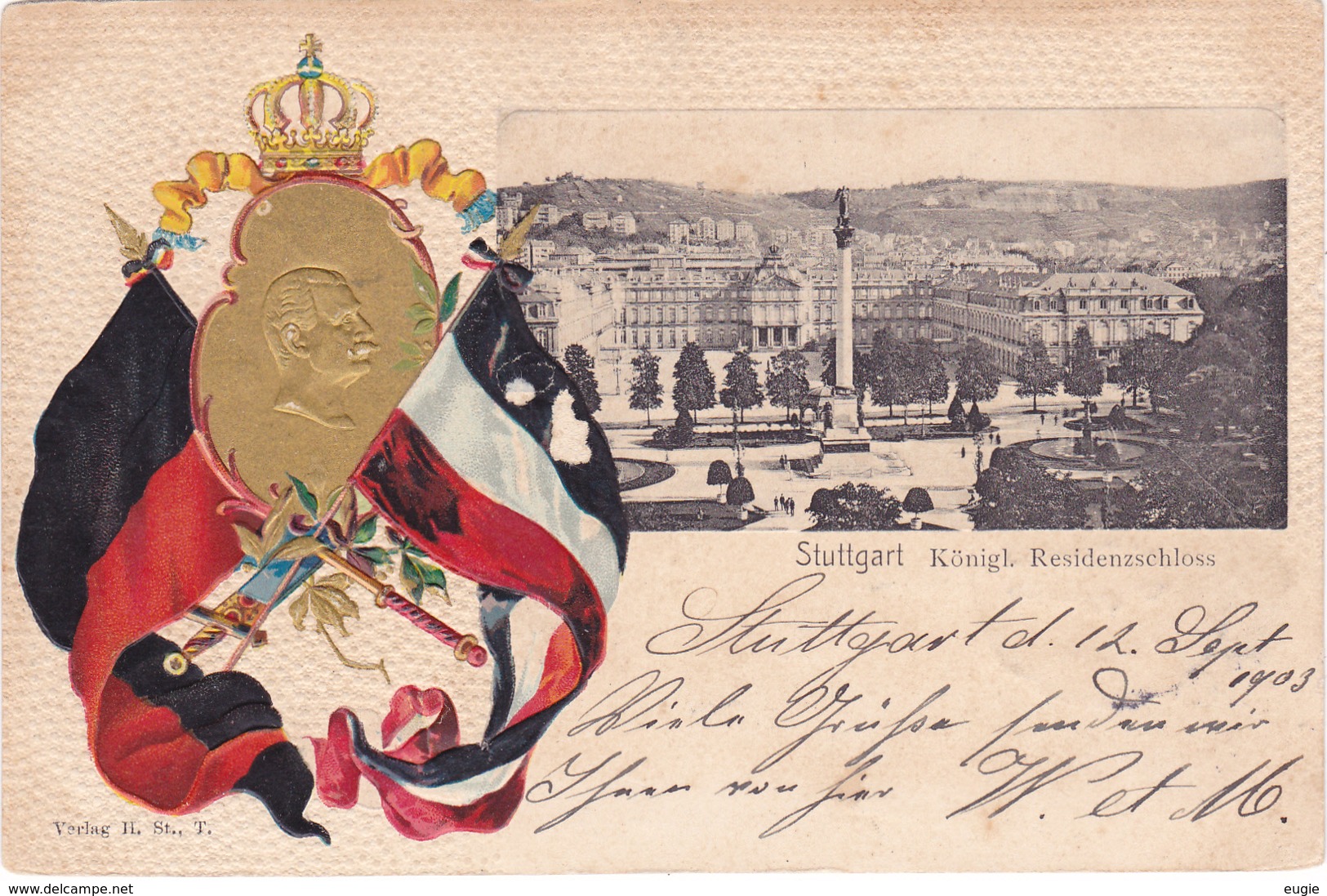 727/ Stuttgart, Königl. Residenzschloss, Litho, 1903 - Stuttgart