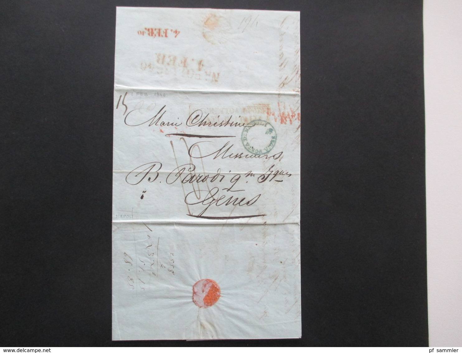 Vorphila 1846 Rote Und Grüner Stempel. Via Di Mare. Schiffspost Mit Taxvermerken Und Inhalt! Viele Stempel.Dringlichkeit - ...-1850 Préphilatélie