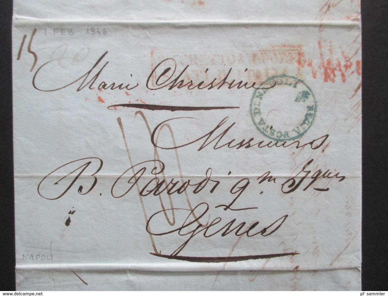 Vorphila 1846 Rote Und Grüner Stempel. Via Di Mare. Schiffspost Mit Taxvermerken Und Inhalt! Viele Stempel.Dringlichkeit - 1. ...-1850 Vorphilatelie