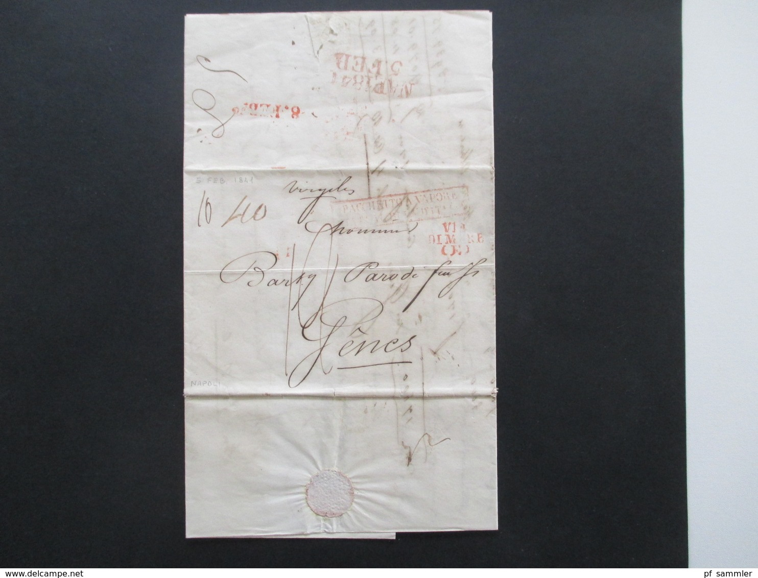 Vorphila 1841 Rote Stempel. Via Di Mare. Schiffspost Mit Taxvermerken Und Inhalt! Viele Stempel. Dringlichkeitsstempel - ...-1850 Préphilatélie