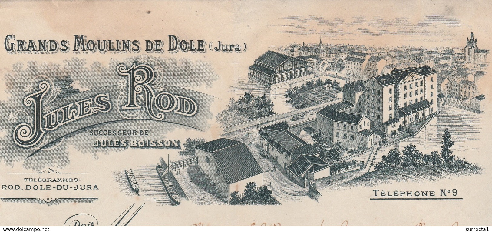Facture + Traite 1906 / Jules ROD / Grands Moulins De Dôle / 39 Jura - 1900 – 1949
