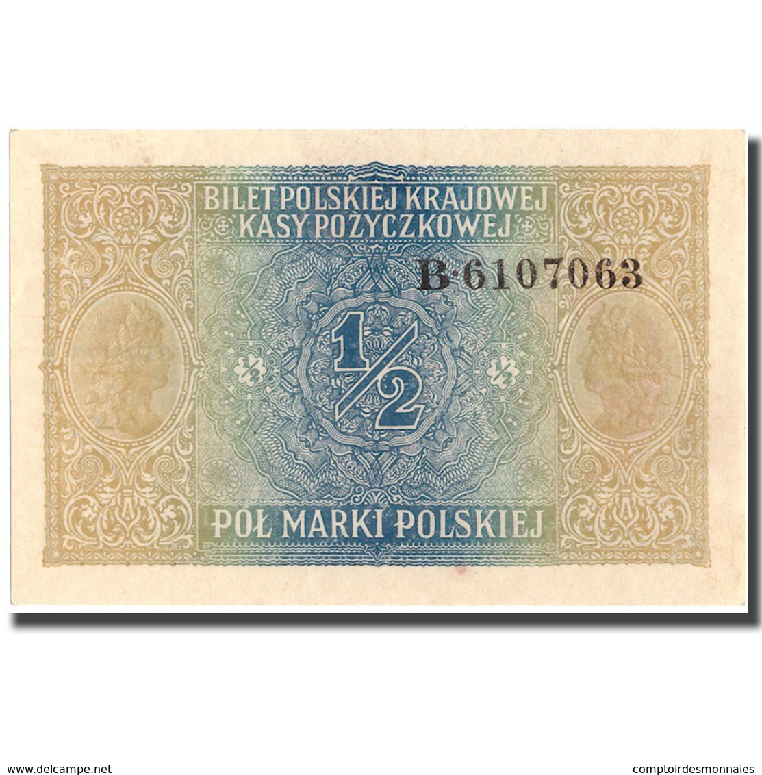 Billet, Pologne, 1/2 Marki, 1917, 1917, KM:1, NEUF - Pologne