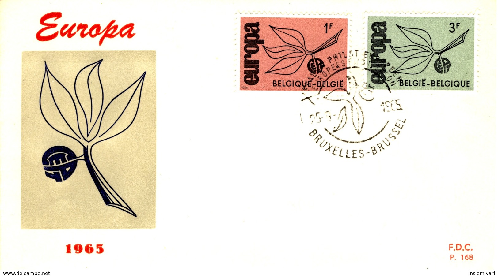 1965 - BELGIO - EUROPA 2v. - BUSTA FDC. - 1961-1970