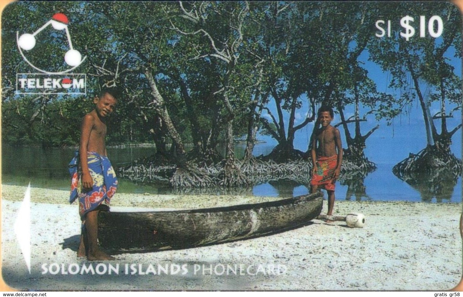 Solomon Island - SOL-13a, GPT, 03SIC, Canoe From Sikaiana (Without Logo '95), Separated CN, 10 SI$, 1996, Used - Isole Salomon