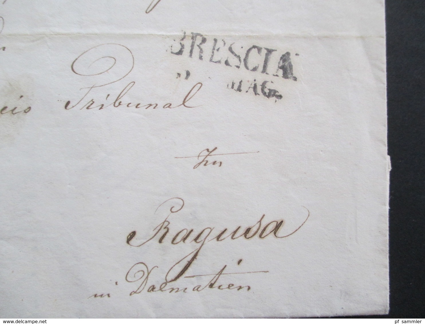 Vorphila 1849 Militärpost Brescia Nach Ragusa Dalmatien An Der Infanterie Regiment. Exoffo. An Das Kreistribunal Ragusa - ...-1850 Prephilately