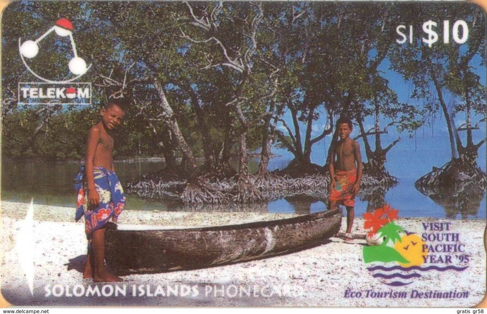 Solomon Island - SOL-09, GPT, 03SIC, Canoe From Sikaiana (With Logo '95), 10 SI$, 1995, Used - Salomon