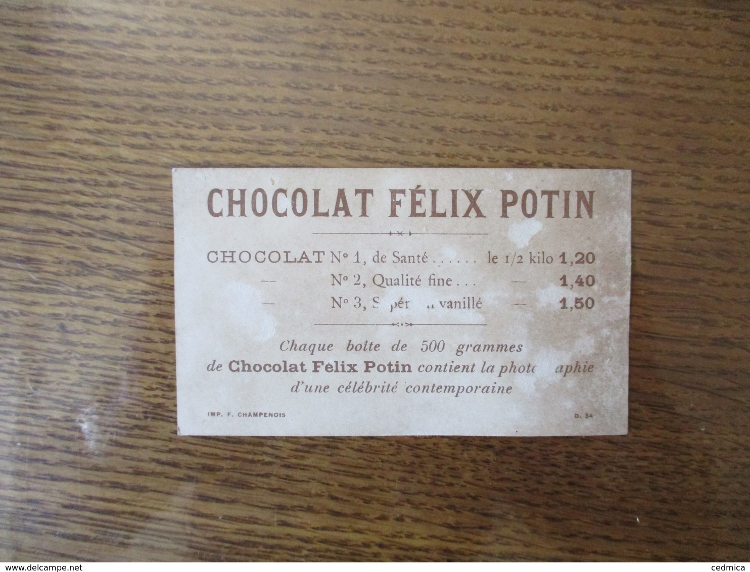 CHOCOLAT FELIX POTIN LES CHAMPIGNONS - Félix Potin