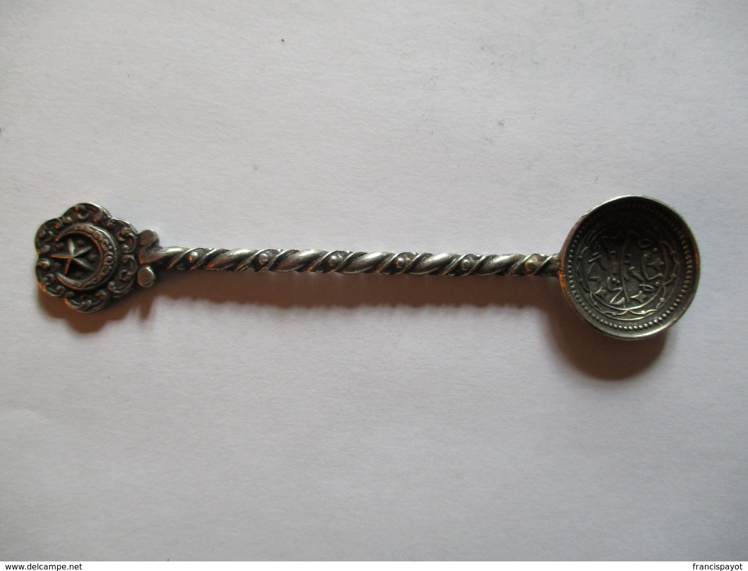 Cuillère Argent Avec Une Pièce Algérienne Rare (budju AH1240 - Spoons