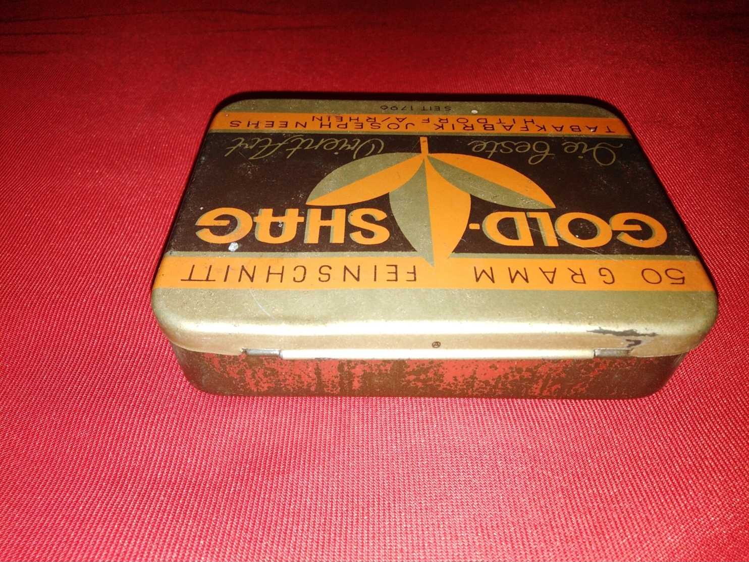 GOLD SHAG TABAKFABRIK JOSEPH NEEHS HITDORF OLD TIN BOX TOBACCO - RARE - Empty Tobacco Boxes