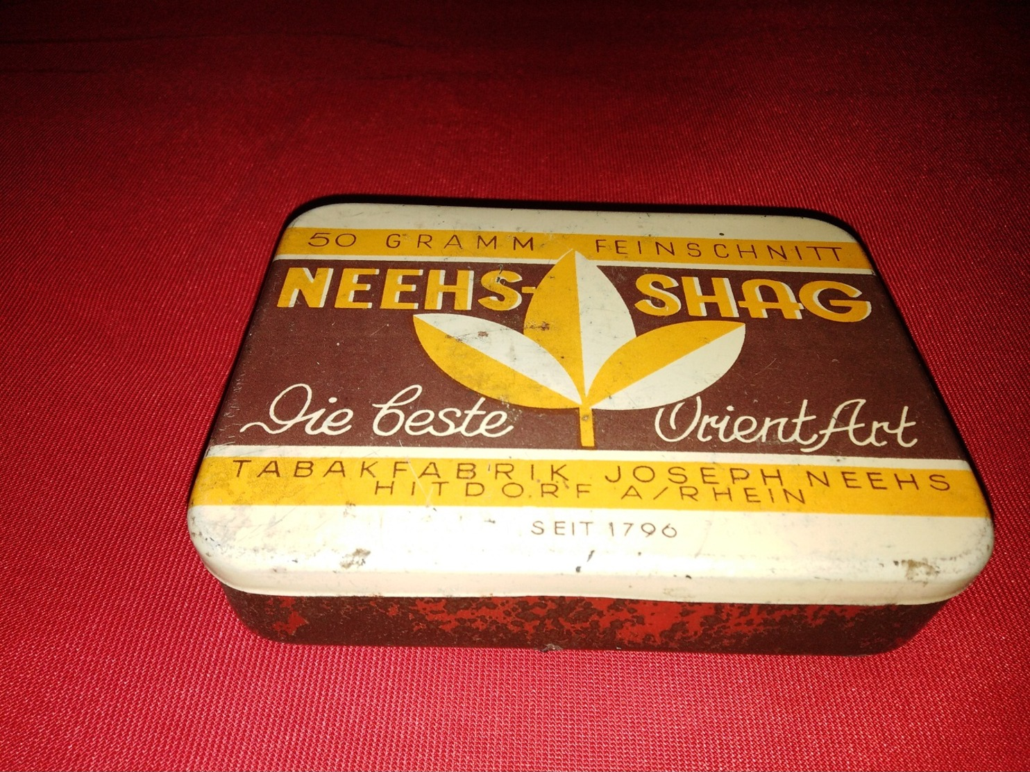 NEEHS SHAG TABAKFABRIK JOSEPH NEEHS HITDORF OLD TIN BOX TOBACCO - RARE - Empty Tobacco Boxes