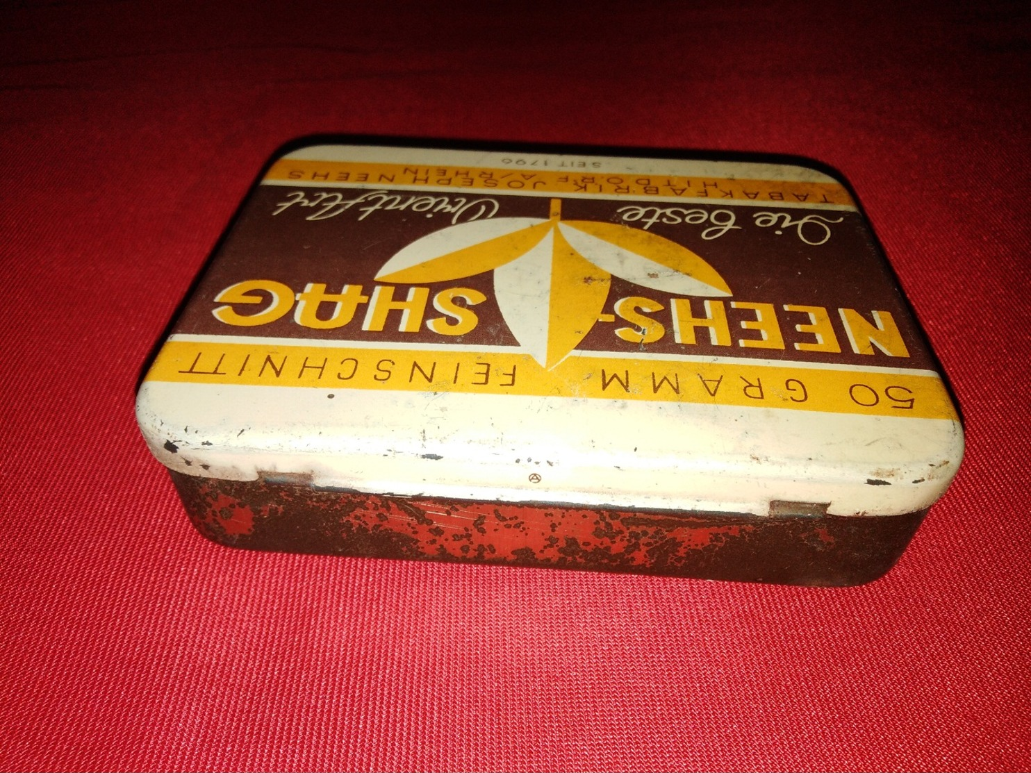 NEEHS SHAG TABAKFABRIK JOSEPH NEEHS HITDORF OLD TIN BOX TOBACCO - RARE - Cajas Para Tabaco (vacios)