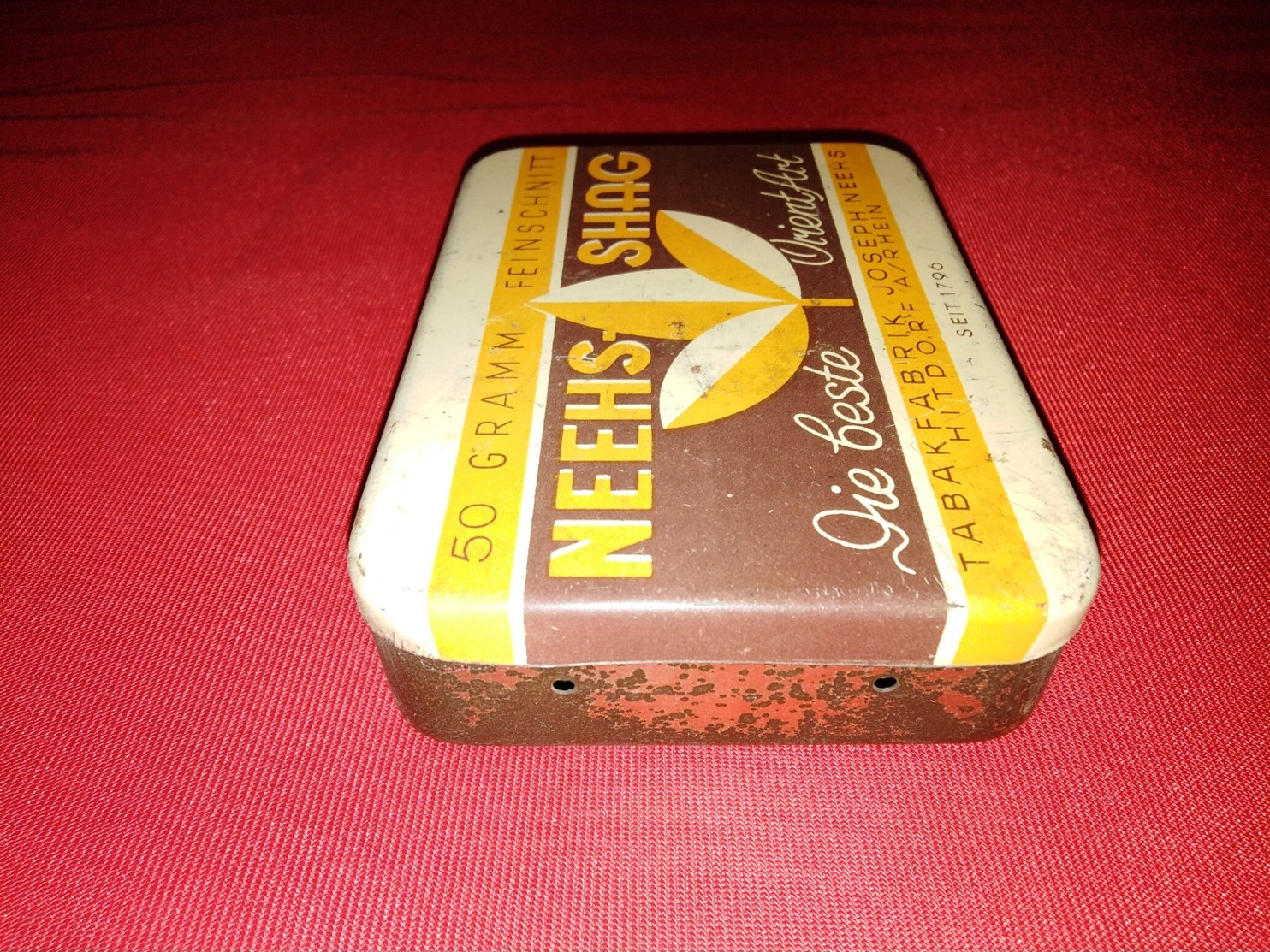 NEEHS SHAG TABAKFABRIK JOSEPH NEEHS HITDORF OLD TIN BOX TOBACCO - RARE - Empty Tobacco Boxes