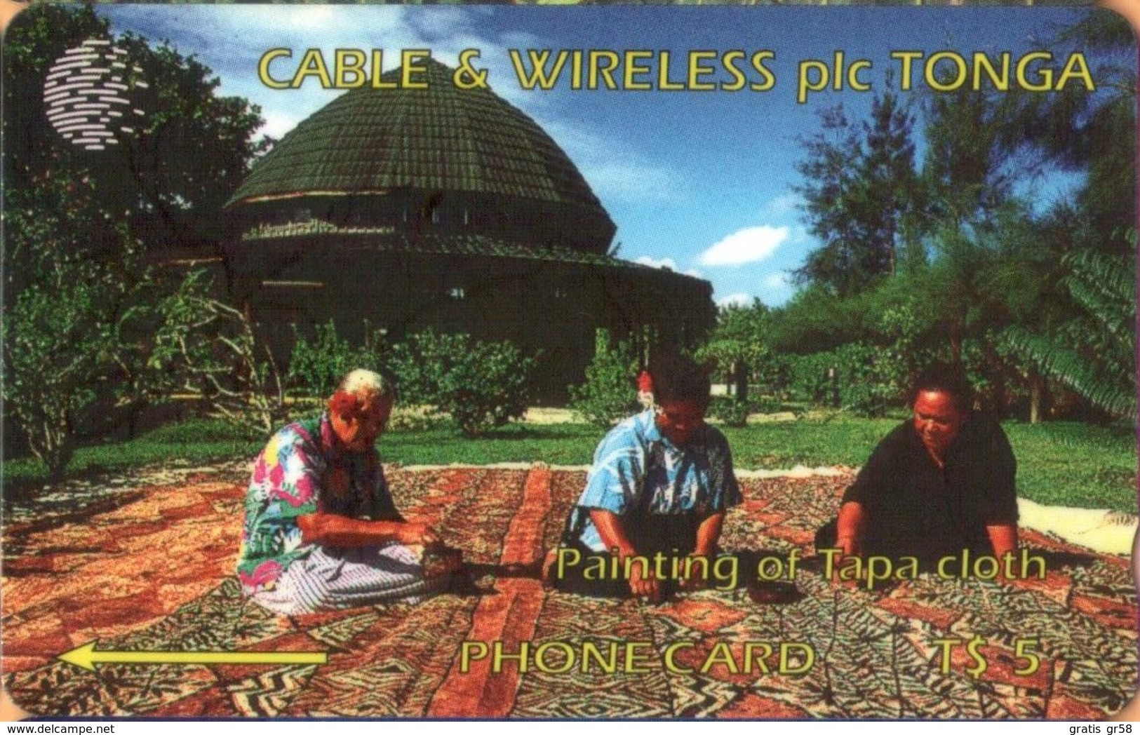 Tonga - TON-01, 1CTGA, Painting Of Tapa Cloth, Palm-trees, Suits And Costumes, 5,000ex, 1994, Used - Tonga