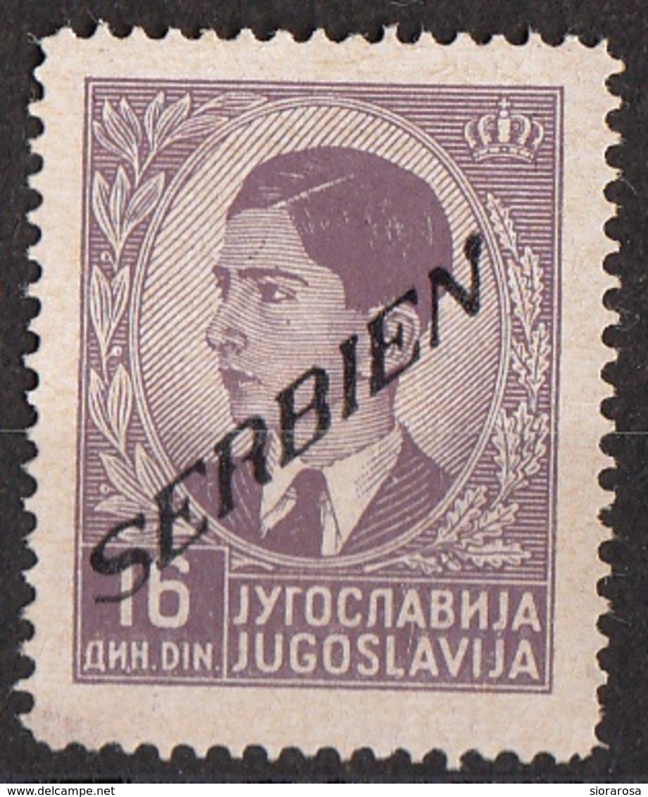 Serbia 1941 Sc. 2N28 King Peter II "Issued Under German Occupation" Overprint SERBIEN Nuovo - Serbia