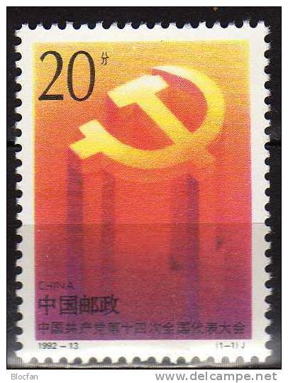 Kongreß Der Kommunisten 1992 China 2448 ** 2€ Parteitag Der KPCH Mit Hammer Und Sichel Flag Stamp Of PR Chine Cina - Neufs