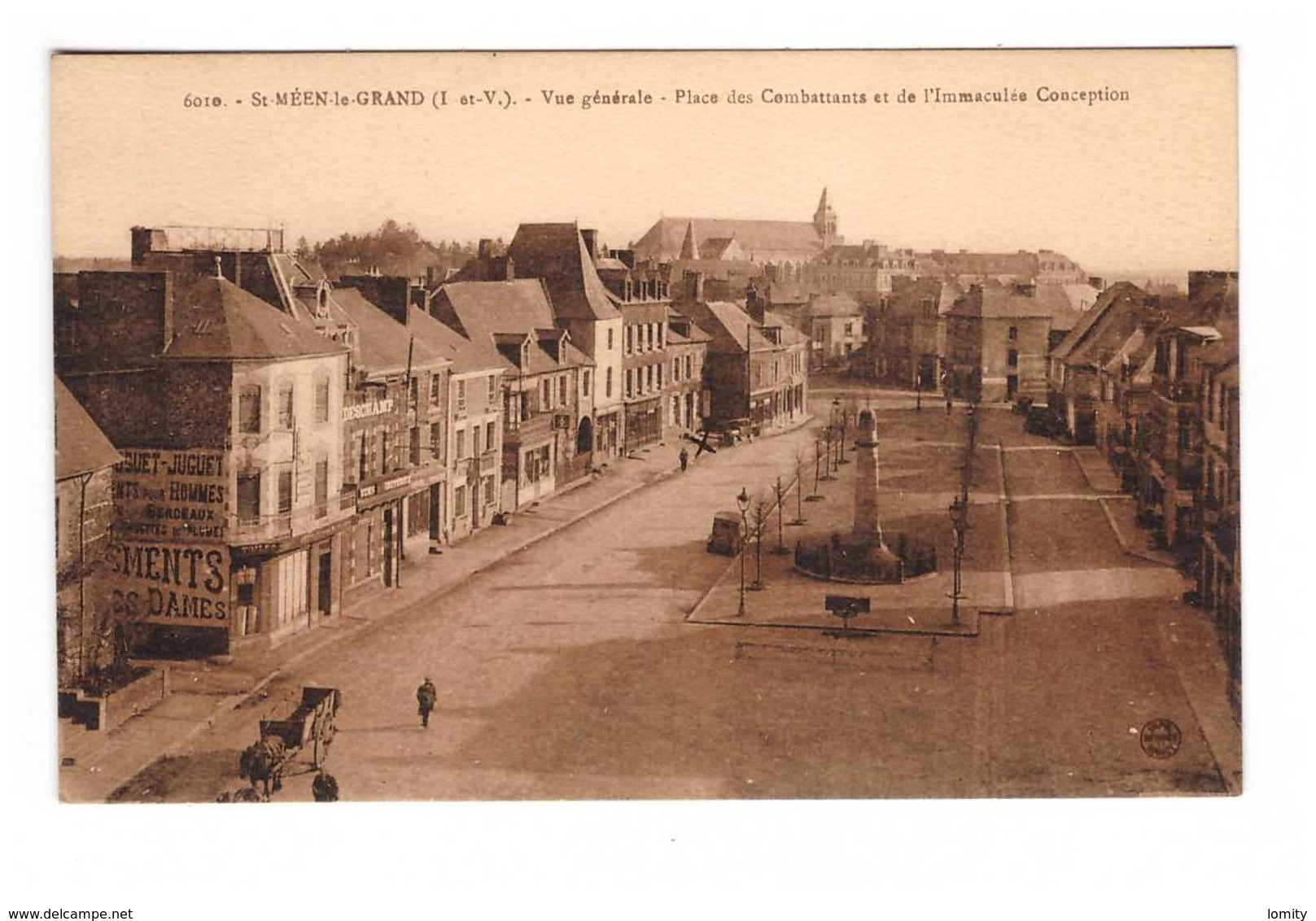 & 35 St Saint Meen Le Grand Vue Générale Place Des Combattants Et De L' Immaculée Conception Cpa Carte Animée - Autres & Non Classés