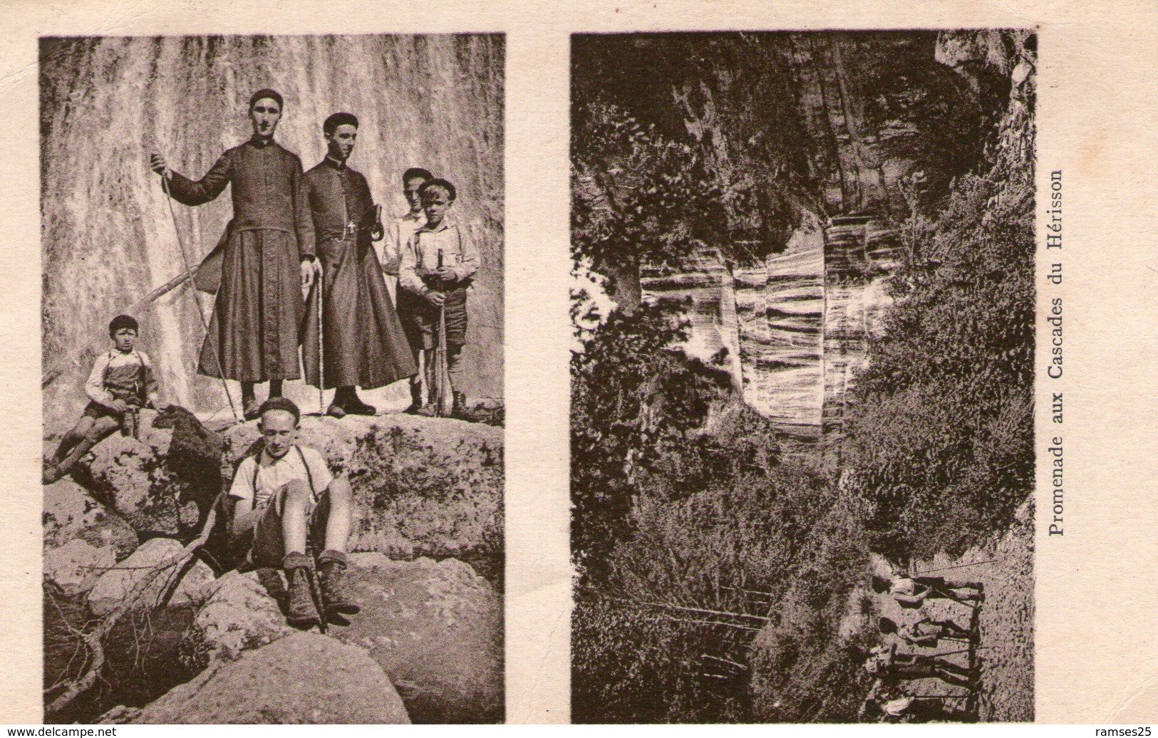 (Jura)  CPA  Promenade Aux Cascades Du Herisson  Souvenir De Colonie 1936   ( Bon Etat) - Autres & Non Classés