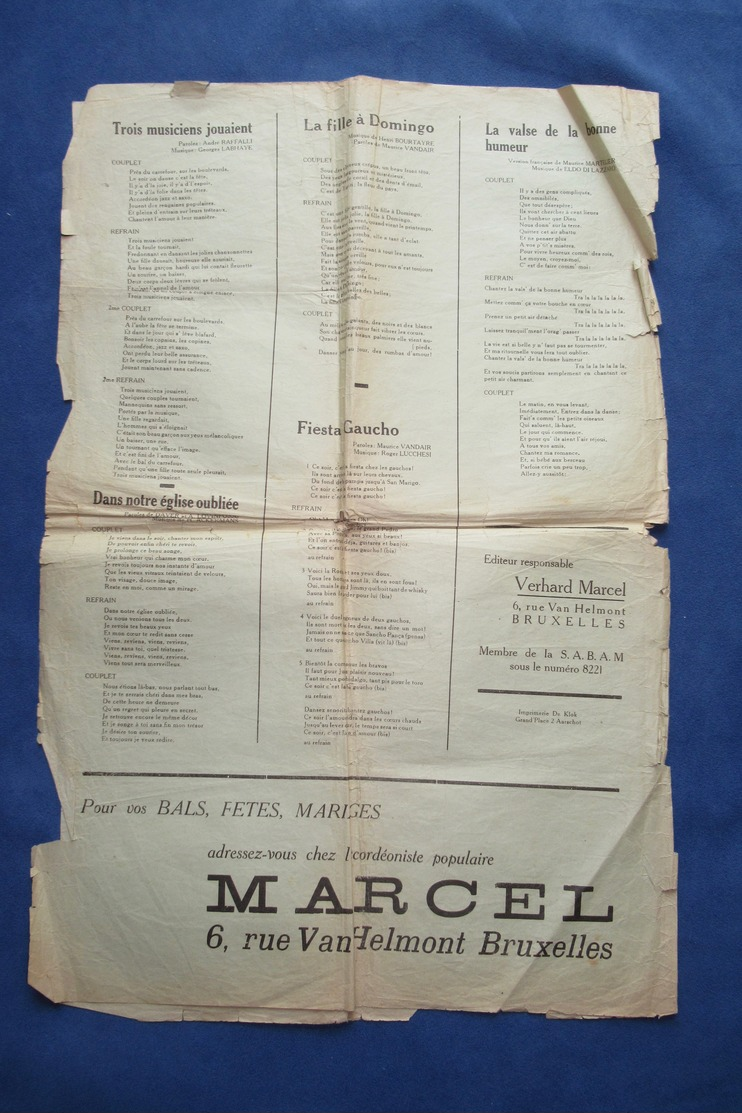 40 60 RECUEIL POPULAIRE RUE LUIS MARIANO 1949 PARTITION BELGIQUE BRUXELLES GUETARY HELIAN PIAF MARGY GODET VOIR DÉTAILS - Autres & Non Classés