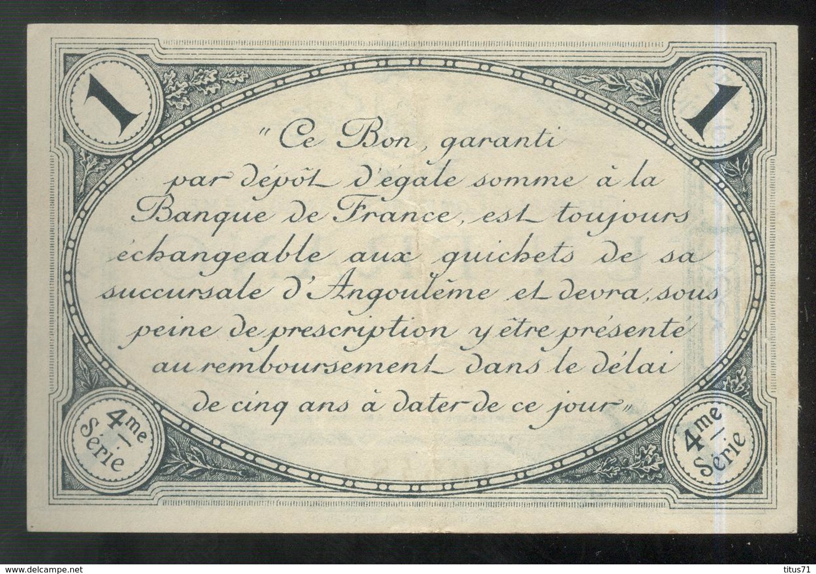 Billet 1 Franc Chambre De Commerce D' Angoulème - Remboursement 1920 - TTB+ - Bons & Nécessité