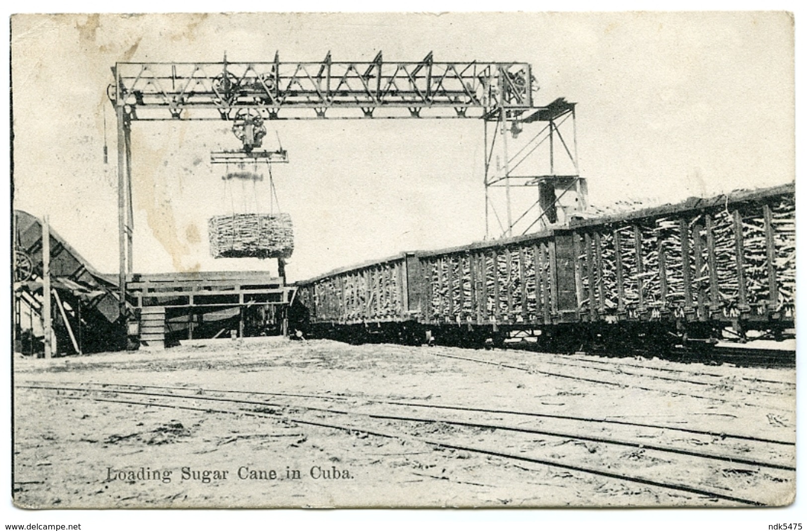 CUBA : LOADING SUGAR CANE / POSTMARK - HABANAY CAMAGUEY AMBULANTE, 1912 (DUPLEX) / ADDRESS - EAST FINCHLEY - Cuba