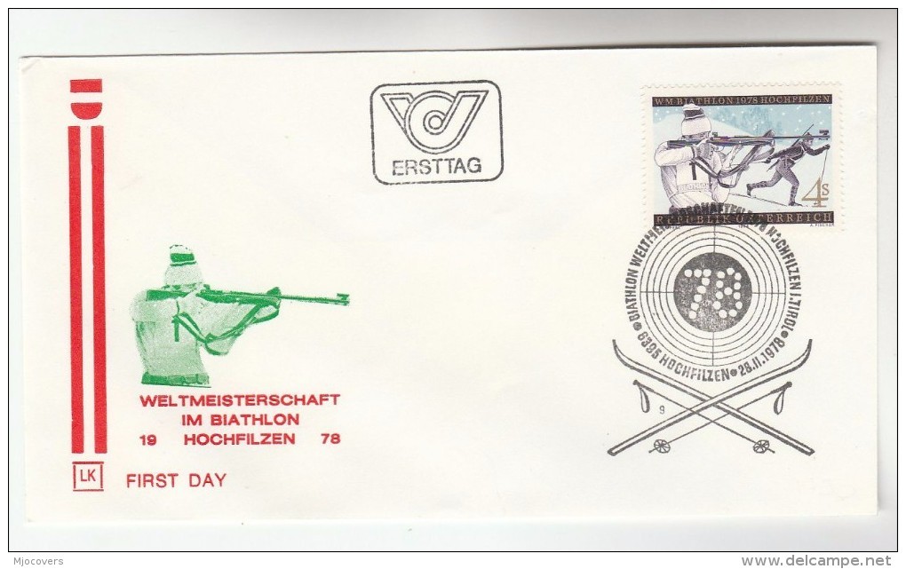 1978 Hochfilzen FDC BIATHLON Special Pmk Cover Skiing Ski Shooting  Gun Sport Austria - Skiing