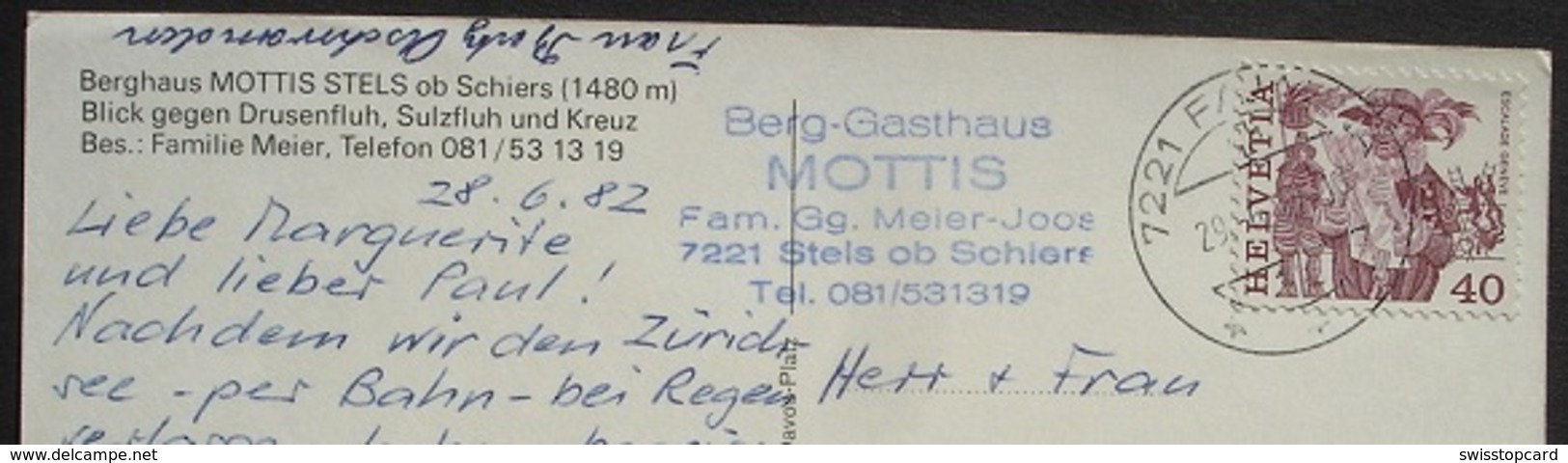 SCHIERS Berghaus Mottis Stels Stempel Gasthaus - Schiers