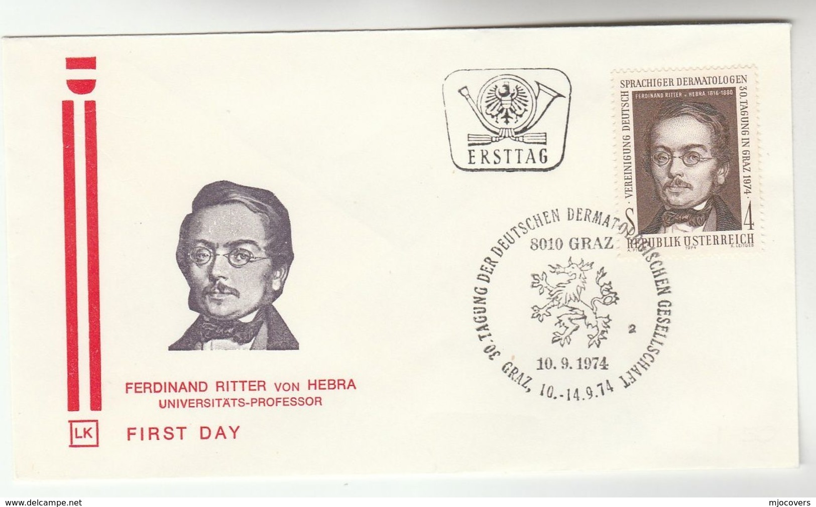 1974 AUSTRIA FDC  RITTER Dermatology  SPECIAL Pmk Cover Health Medicine Stamps - Medicine