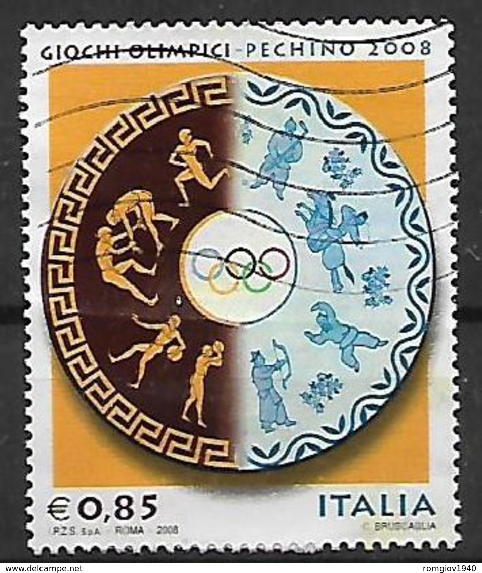 ITALIA  REPUBBLICA 2008 GIOCHI OLIMPIONICI "PECHINO 2008" SASS., 3045 USATO VF - 2001-10: Usati